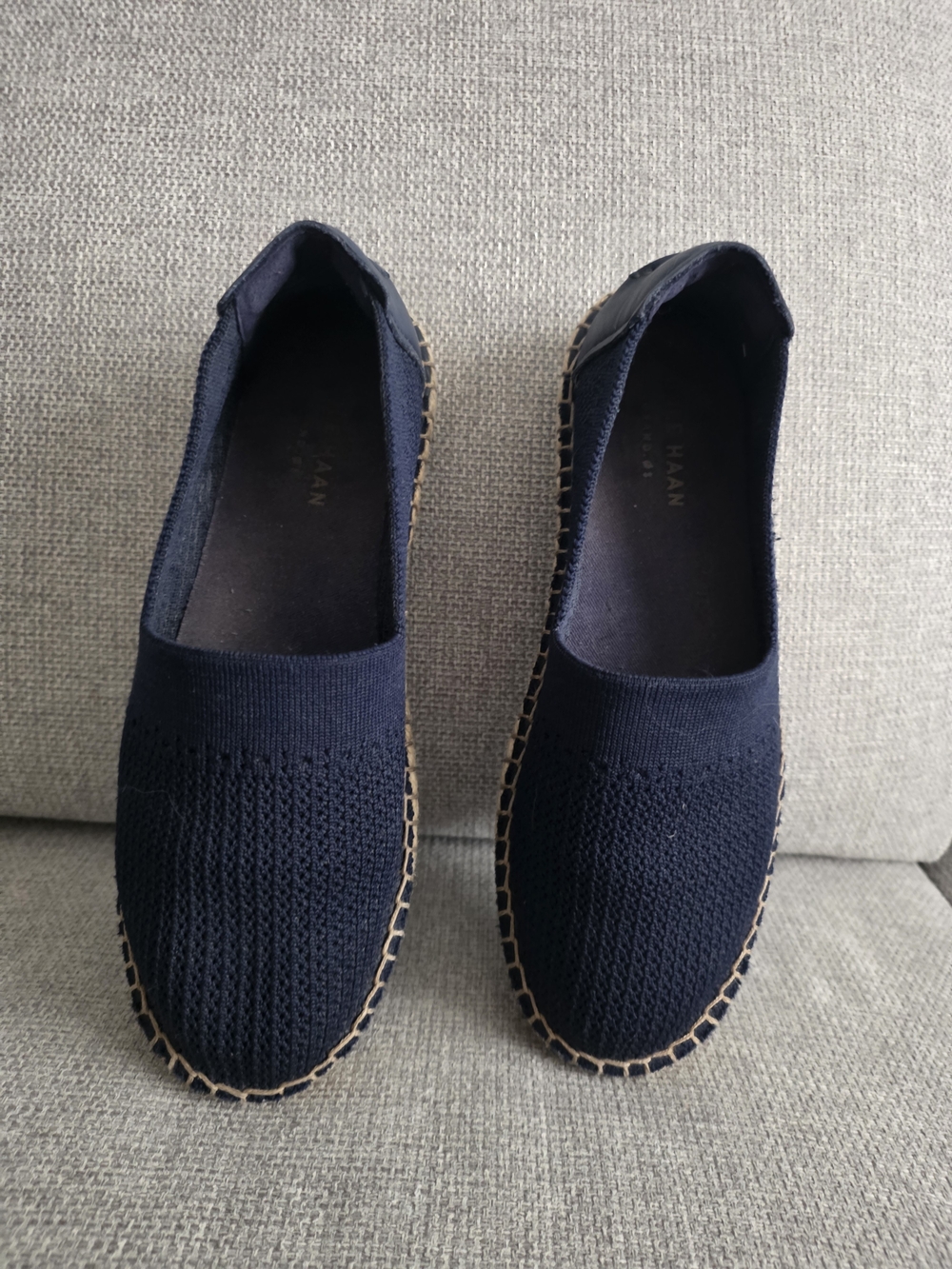 Cole Haan Knit Espadrille Slip-Ons in Navy